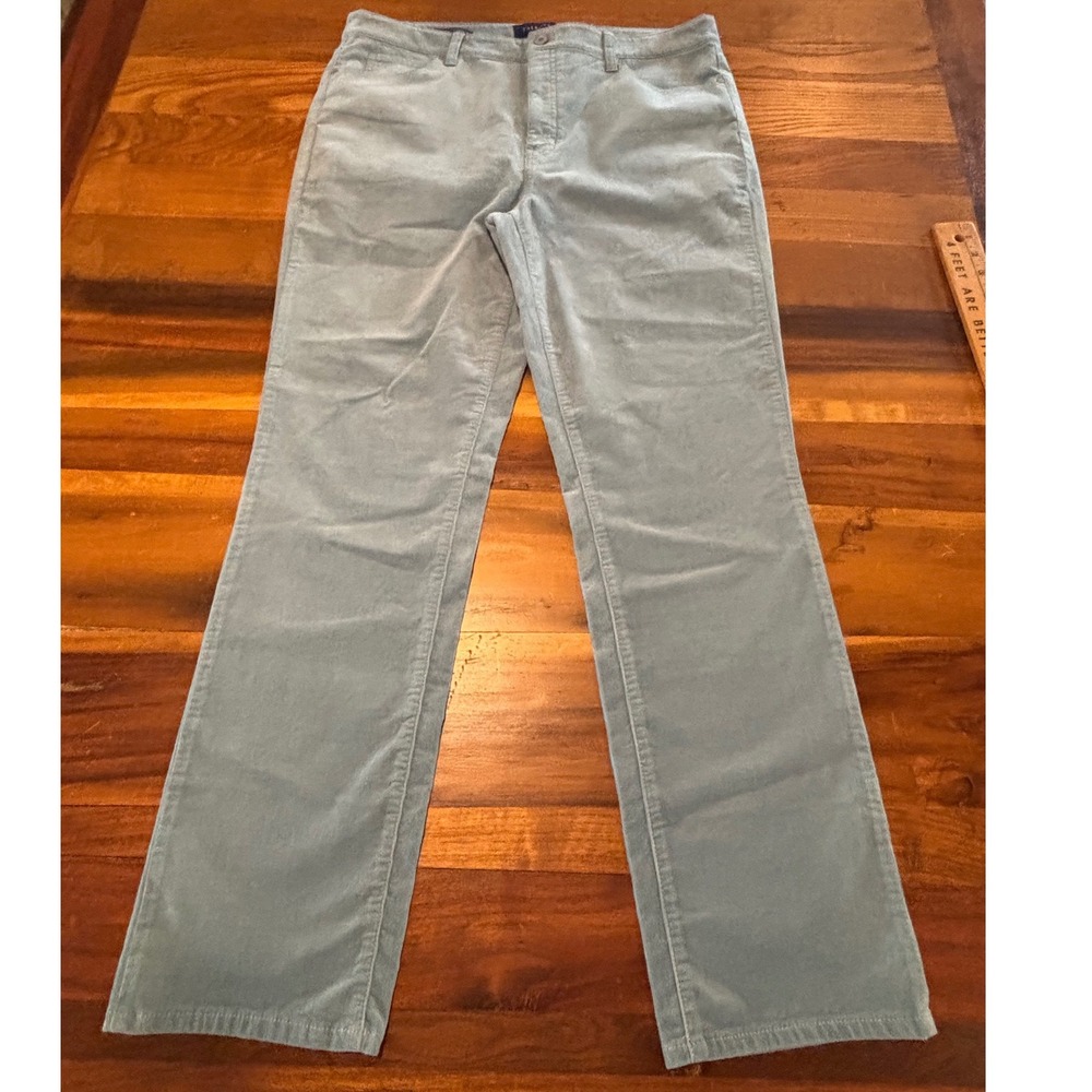 Talbots High Waist Straight Leg Corduroy Pants Blue Size 14 Fine Wale Cotton